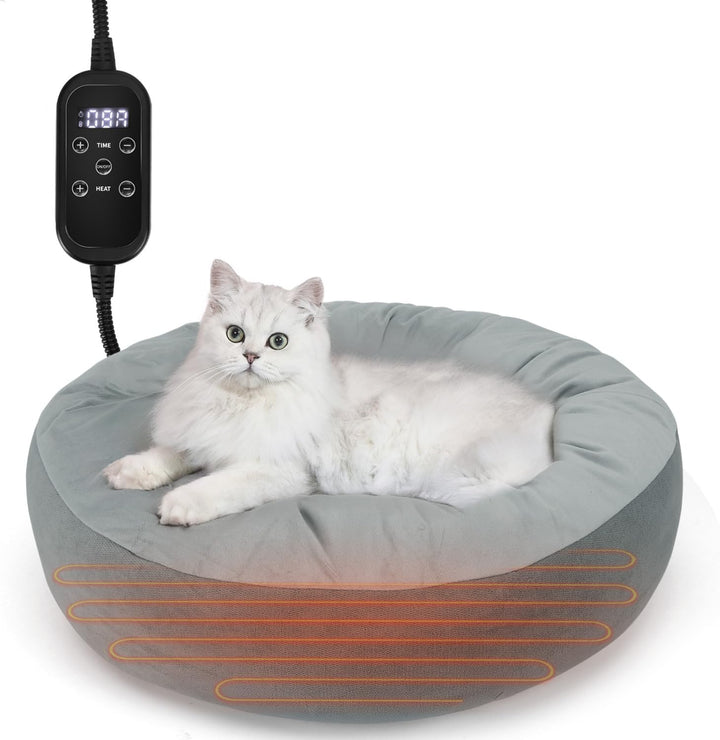 Nobleza - Katzenbett Einstellbare Temperatur, Donut Wärmematte mit Anti-Bite-Schlauchwickel Kabel, W