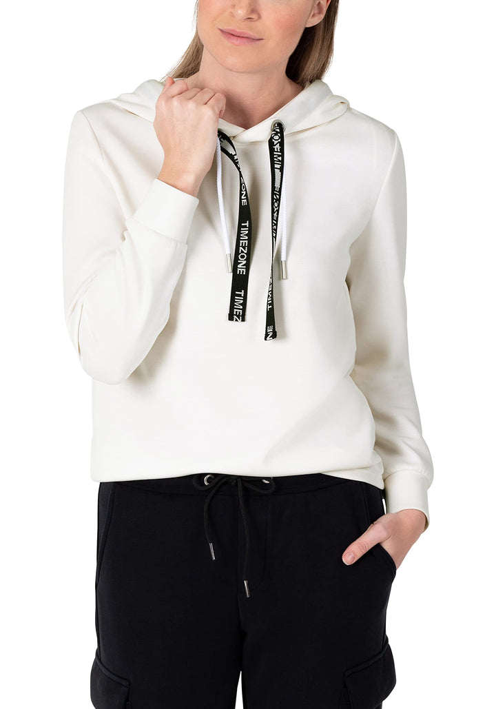 Timezone Damen Fancy Tape Hoodie Kapuzenpullover S Off White, S Off White