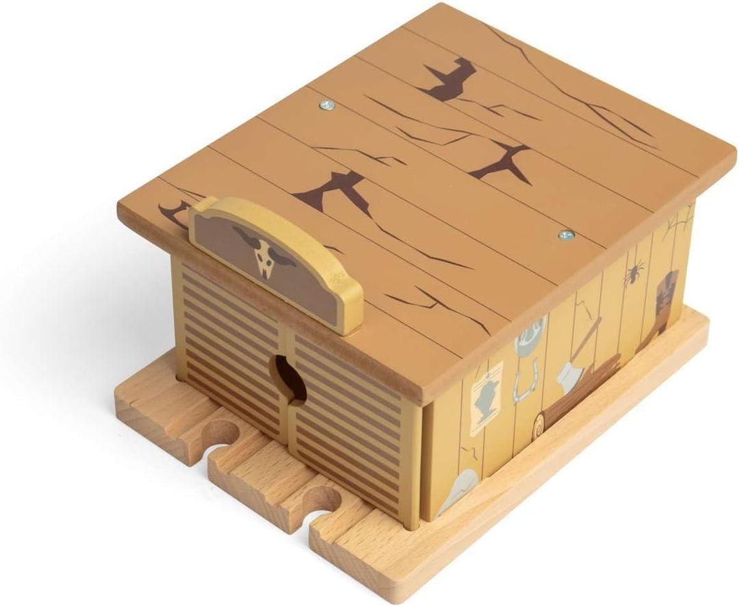 Bigjigs Rail Holz-Saloon-Tunnel – Wildwest-Zubehör für Eisenbahnsets, Eisenbahnzubehör für Kinder, u