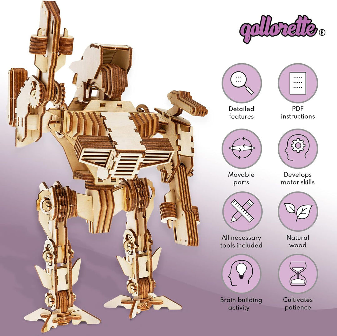 qollorette Modellbau 3D Holzpuzzle für Erwachsene, Kinder, Roboter Bausatz Holzmodelle Bausätze Erwa