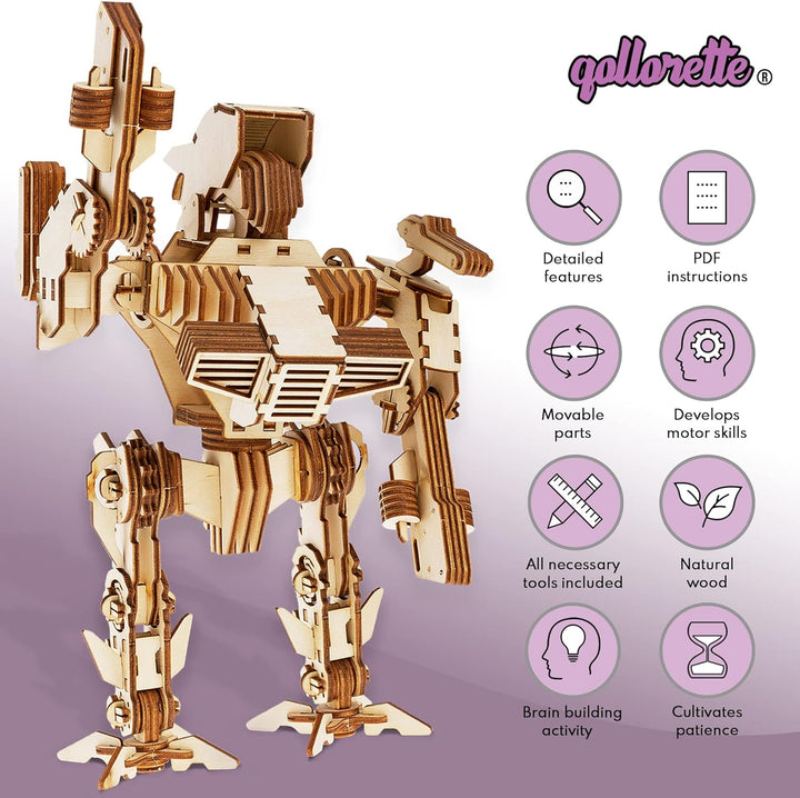qollorette Modellbau 3D Holzpuzzle für Erwachsene, Kinder, Roboter Bausatz Holzmodelle Bausätze Erwa