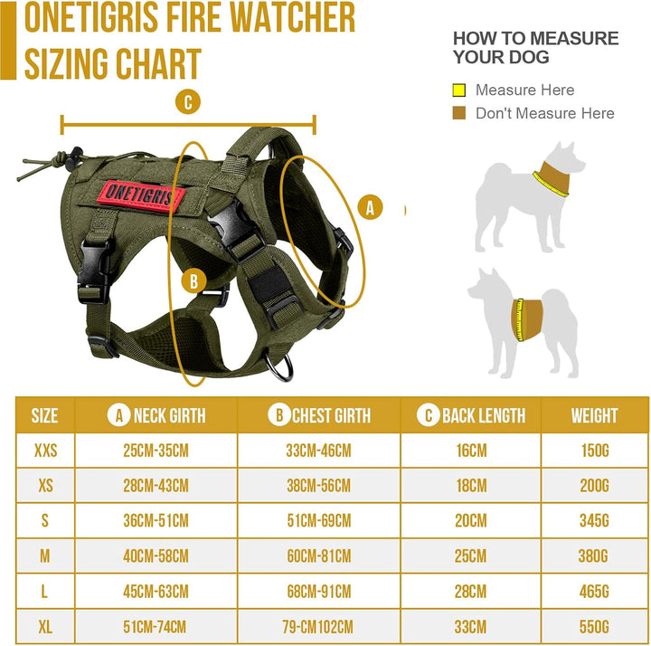 OneTigris Taktische Hundeweste Service Hundegeschirr MOLLE Hundeausbildung Geschirr 1000D Nylon (M,