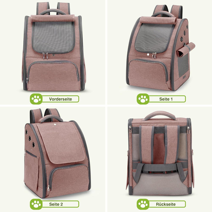 ALLSOPETS Katzenrucksack, Faltbarer Atmungsaktiver Hunderucksack mit Sonnenschutz für Klein Hunde un