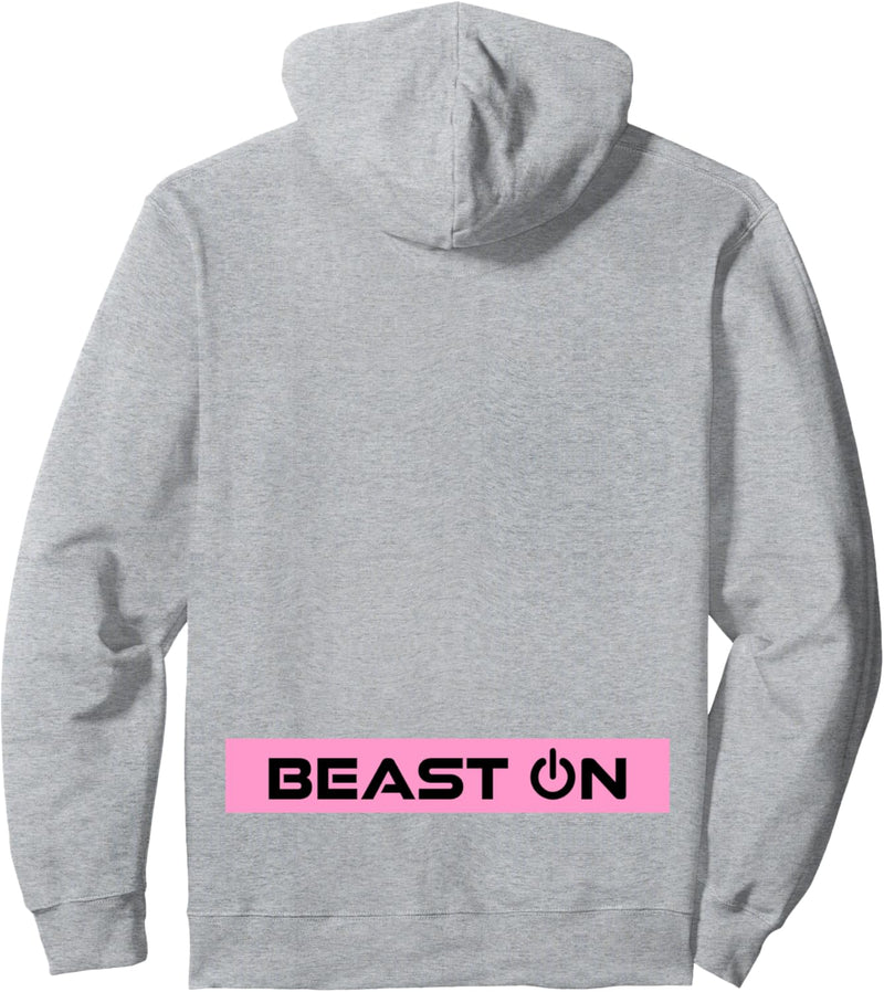 Beast ON Rücken Motiv Fitness Gym Motivation rosa Farbe Pullover Hoodie