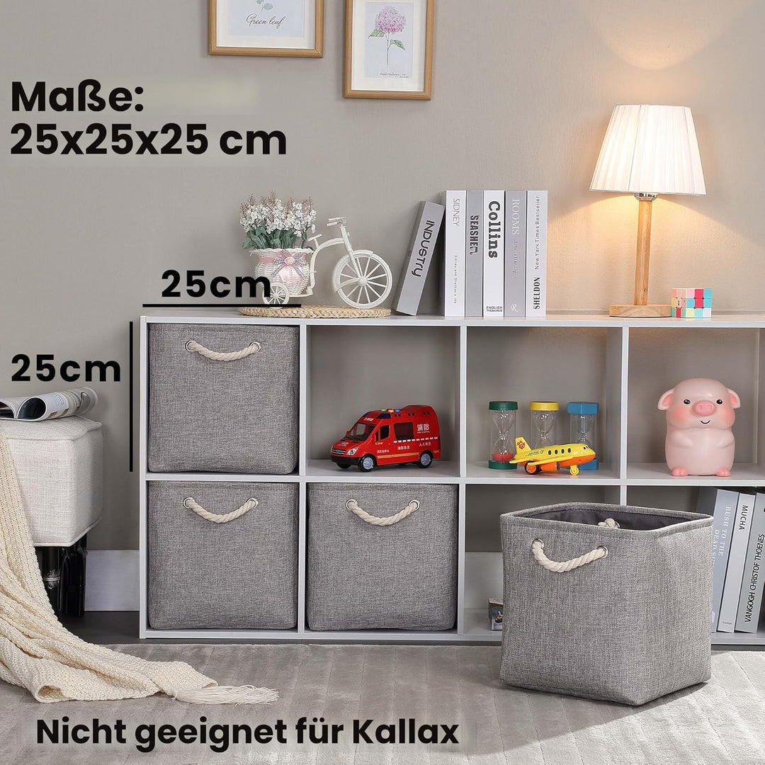 Mangata Aufbewahrungsbox Stoff 25x25x25 cm, aufbewahrungskorb Grau, Korbe Stoff in Würfel für Schran