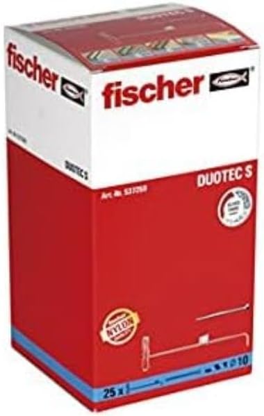 fischer - DuoTec Gipskartondübel, Schrauben und Dübel für Gipskarton, 10 mm, Box 25 Stück Schrauben