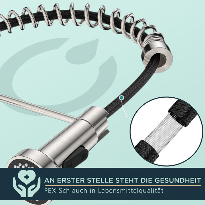 FORIOUS Wasserhahn Küche, Mischbatterie Küche Ausziehbar Brause, Einhebelmischer Küchenarmatur Spüla