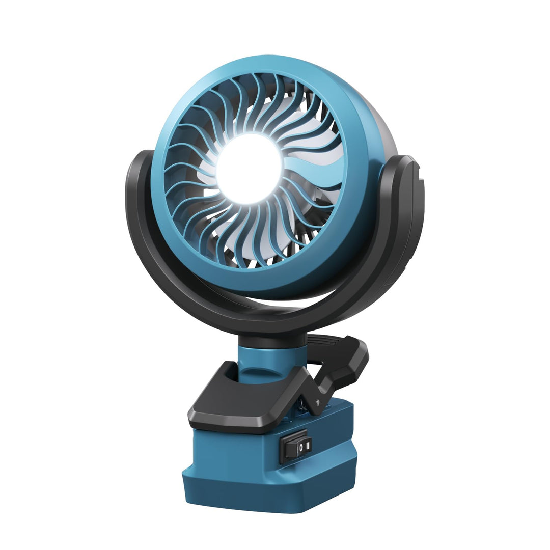 Tragbarer Clip-on-Ventilator für Bosch BAT618 18V Akkus (ohne Batterie) mit LED Leuchten für Baustel