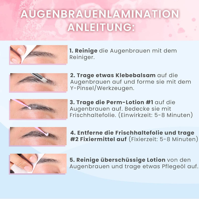 Wimpernlifting Set, Augenbrauen Lifting Set, 2-in-1-Lösung, Brow Lifting Set, Hält 6-8 Wochen, 15 An