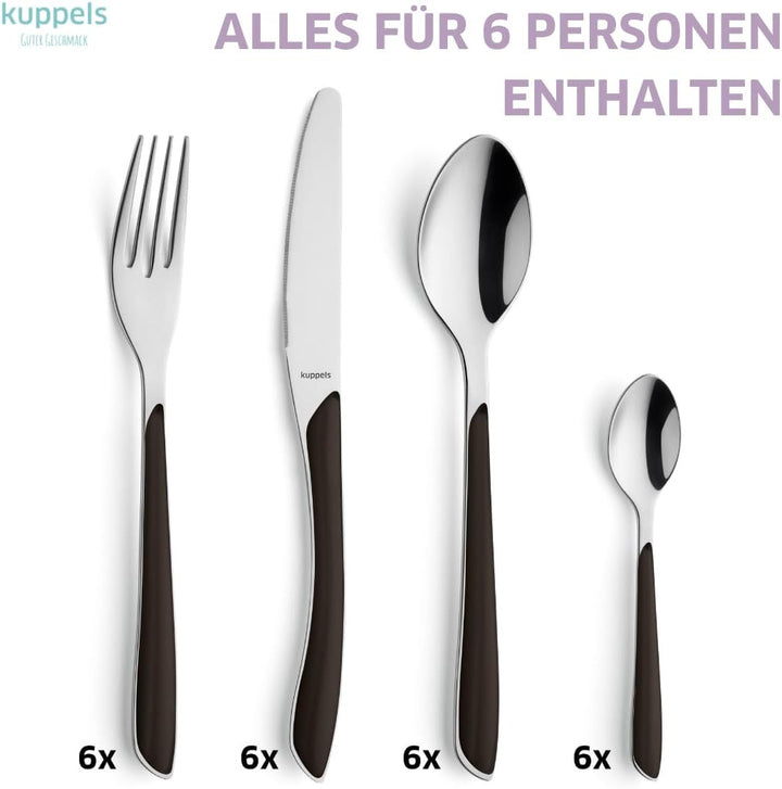 Kuppels PRISMA Besteck Set 6 Personen | Besteck 24 teilig | Camping Besteckset 6 Personen | Besteck