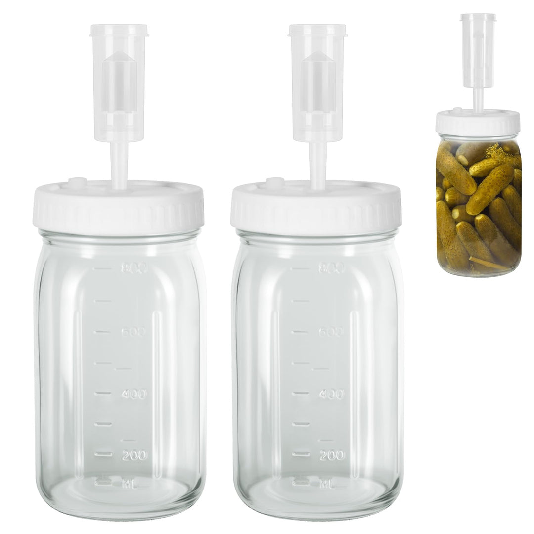 2 Stück Fermentierglas 1L, Fermentiergläser mit Gärventil, Fermentierset, Fermentationsglas, GäRbehä
