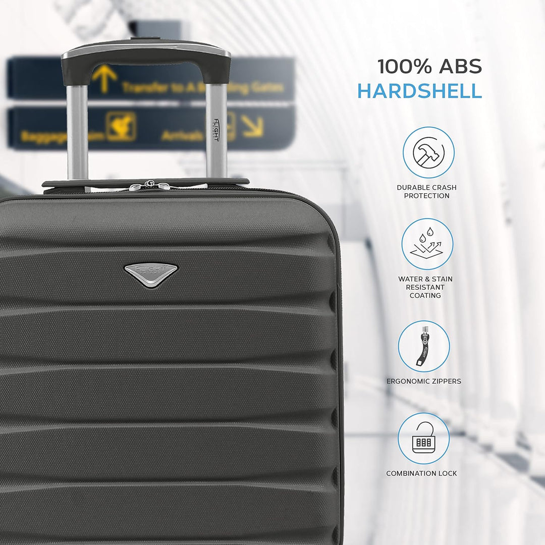 Flight Knight Leichtes, starres ABS-Handgepack mit 4 Radern, zugelassen fur uber 100 Fluggesellschaf