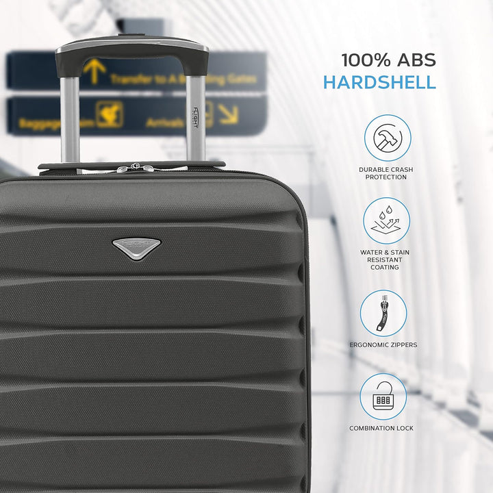 Flight Knight Leichtes, starres ABS-Handgepack mit 4 Radern, zugelassen fur uber 100 Fluggesellschaf