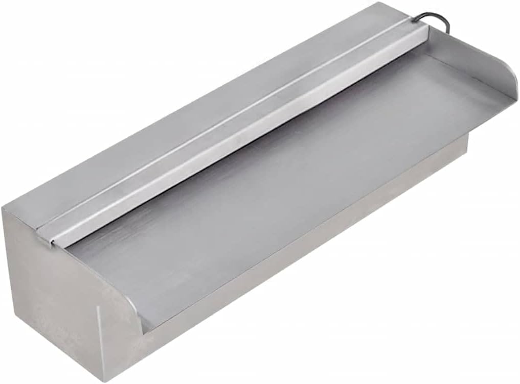 vidaXL Edelstahl Wasserfall 30cm Wasserspiel mit LED Beleuchtung Bachlauf Garten mit LED/30 cm