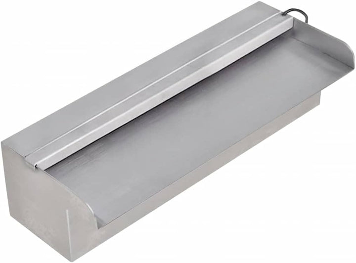 vidaXL Edelstahl Wasserfall 30cm Wasserspiel mit LED Beleuchtung Bachlauf Garten mit LED/30 cm