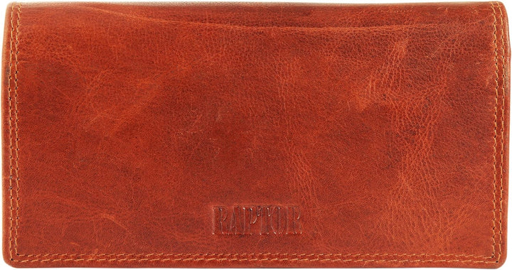 Raptor Damen - Geldbörse Echtleder Vintage Look 17 x 9 cm Querformat RA40001 Rotbraun, Rotbraun