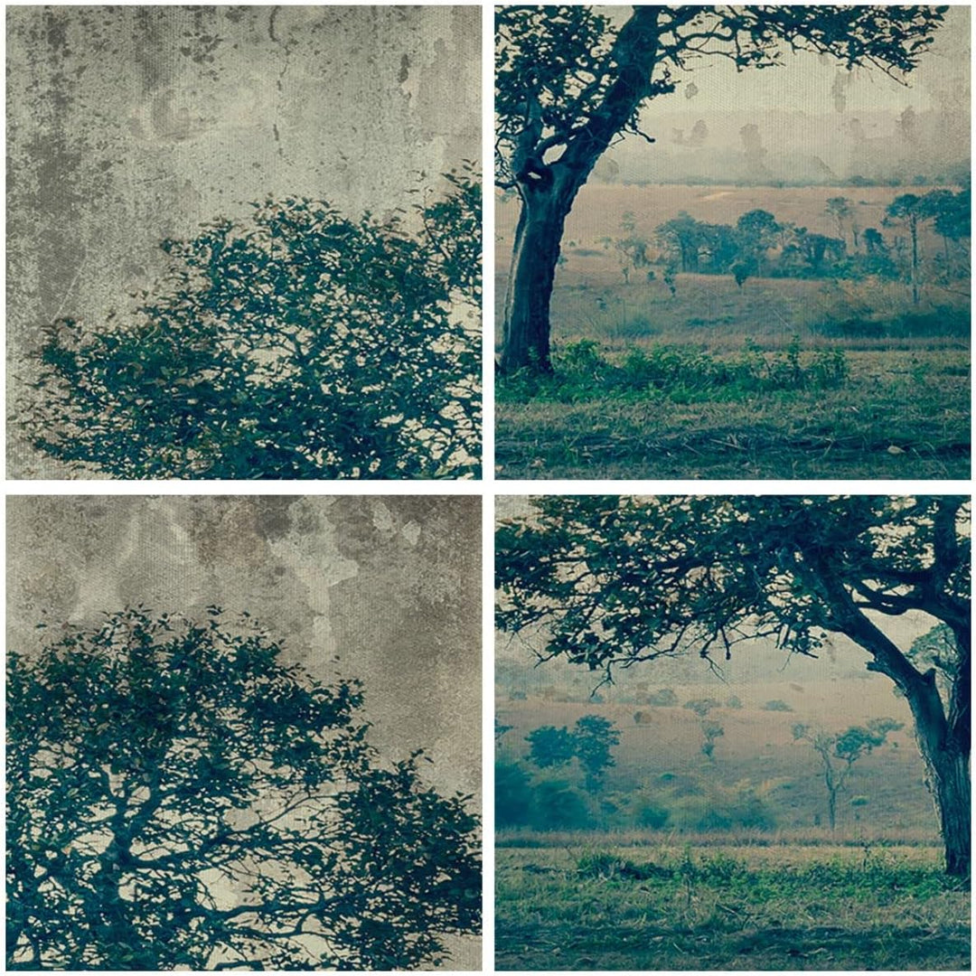 Bilder auf Leinwand Baum Natur Feld Leinwandbild mit Rahmen 70x50cm Wandbilder Dekoration Wohnzimmer