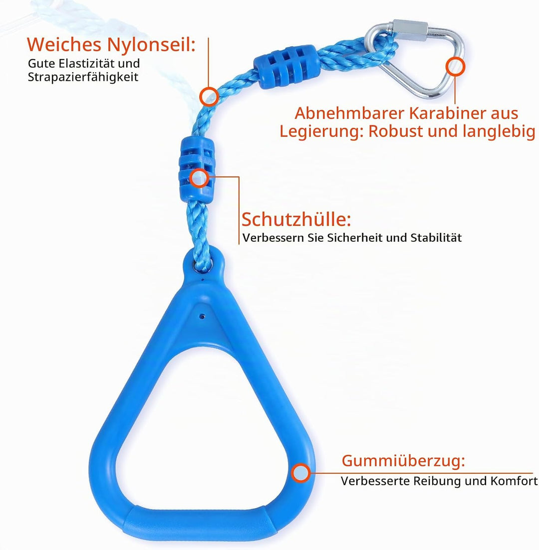 PELLOR 4 Stück Kinder Klettern Ringe, Multifunktions turnringe Kinder für Outdoor Indoor, Trapeze Ri