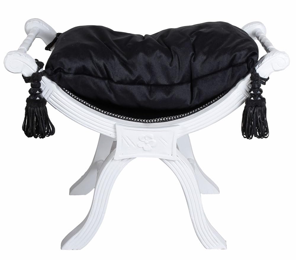 Sitzgondel Barock Hocker Shabby Chic Sitzbank Polsterbank Schwarz Weiss cat350k49 Palazzo Exklusiv
