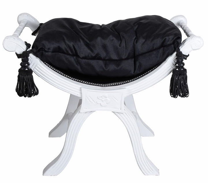 Sitzgondel Barock Hocker Shabby Chic Sitzbank Polsterbank Schwarz Weiss cat350k49 Palazzo Exklusiv