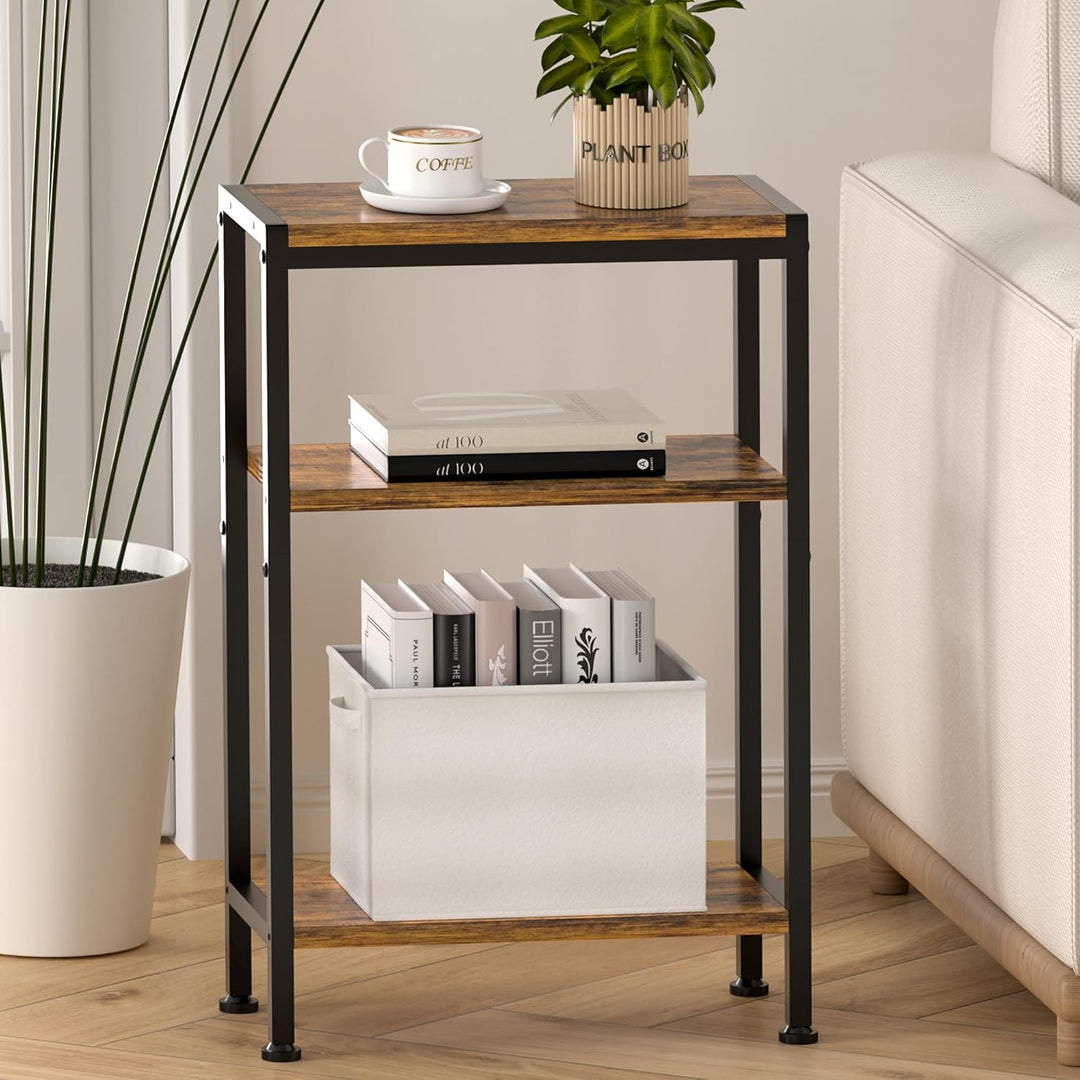 Schmaler Beistelltisch, Nachttisch, Kleiner Tisch, 3 Ablagen Nachttisch Schmal mit Stauraum, sofa be