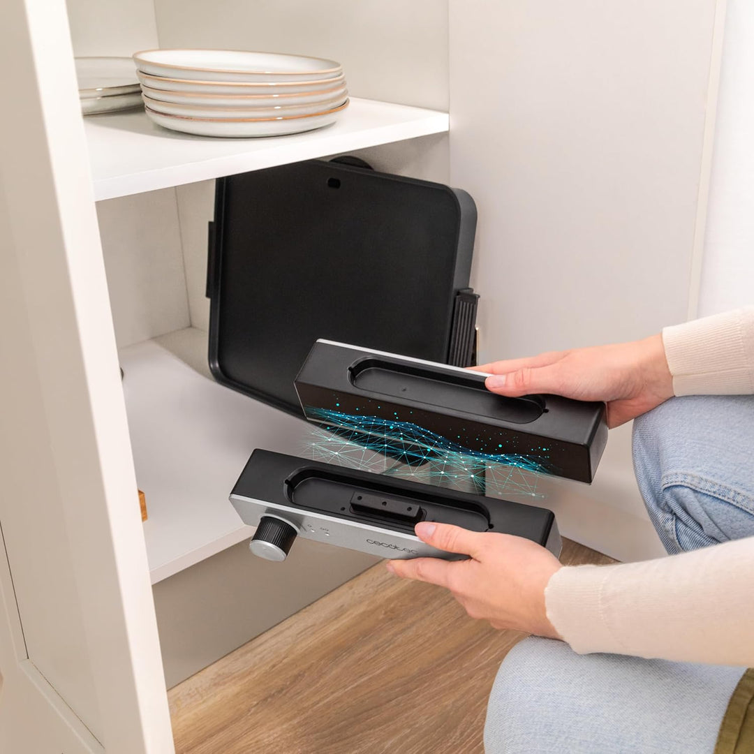 Cecotec Elektrische Grillplatte mit Abnehmbaren Magnetteilen Magnet 1800, 1800W, Aluminium mit Teflo
