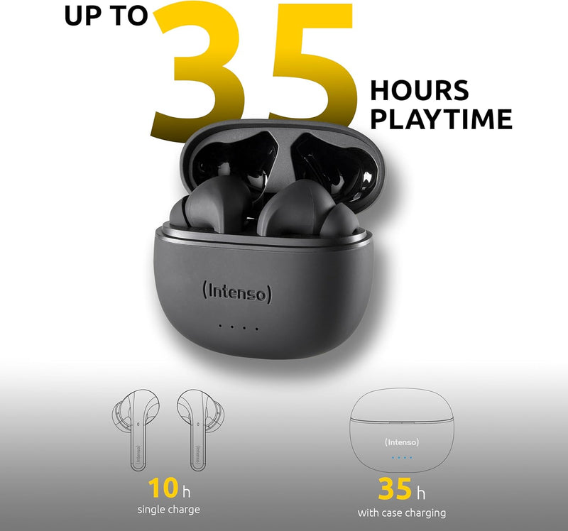 Intenso Black Buds - TWS True Wireless Kopfhörer T300A mit Active Noise Cancelling und bis zu 35 Std