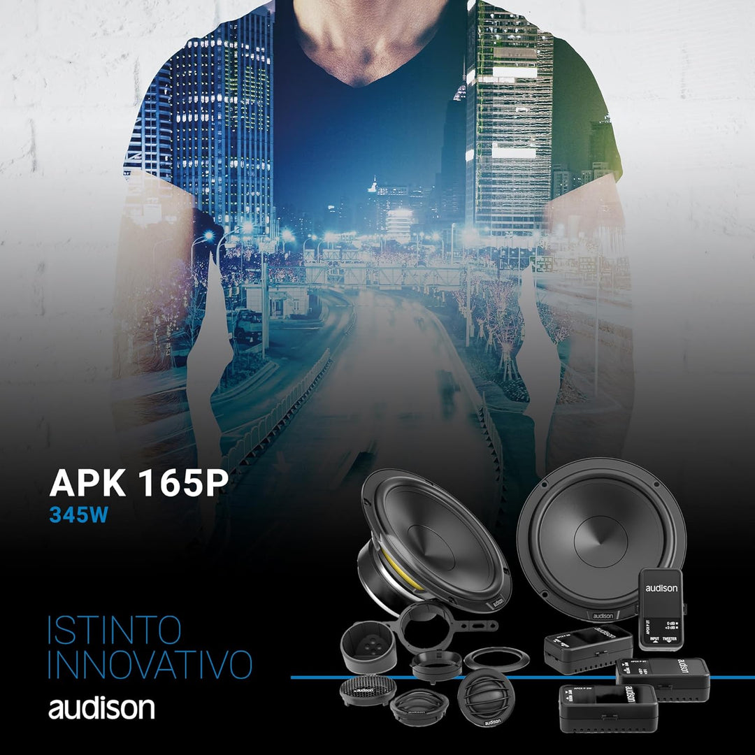 Audison APK 165P – 2-Wege-System mit AP 6.5P Woofer 165 mm, AP 1P Hochtöner 25 mm und Passivweiche,