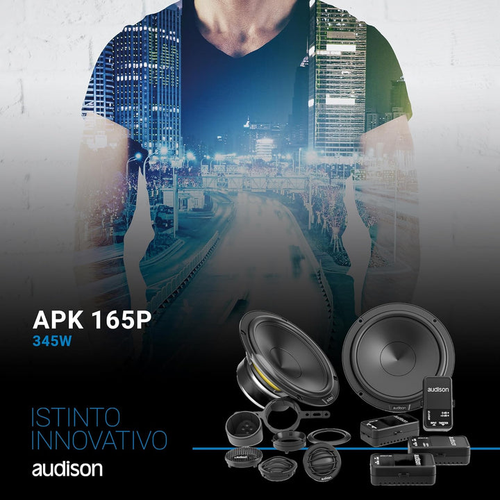 Audison APK 165P – 2-Wege-System mit AP 6.5P Woofer 165 mm, AP 1P Hochtöner 25 mm und Passivweiche,