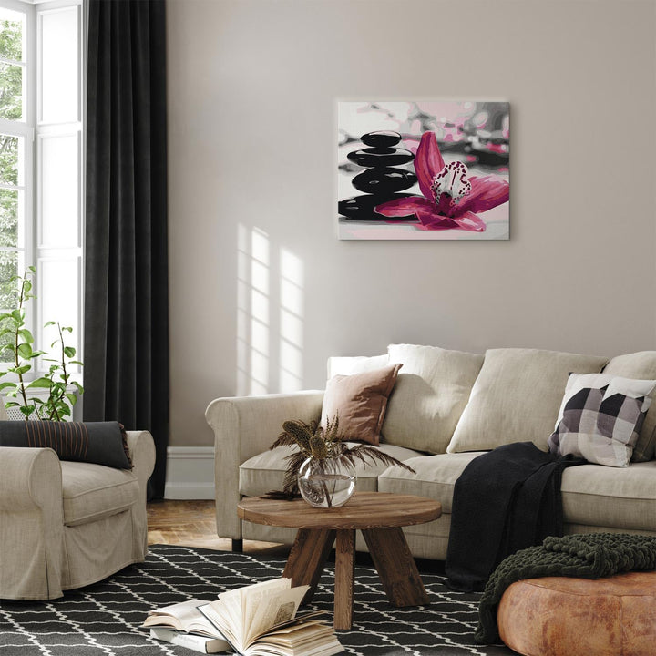 murando - Malen nach Zahlen Blumen Orchidee 60x40 cm Malset mit Holzrahmen auf Leinwand für Erwachse