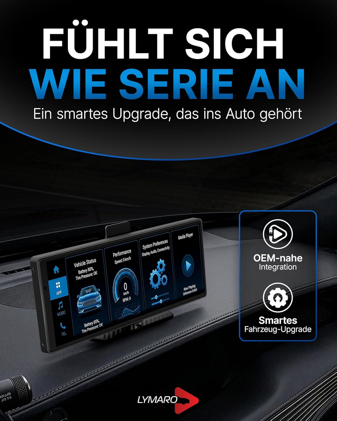 Wireless CarPlay Display & Android Display fürs Auto, tragbares Apple Auto CarPlay Display & Android