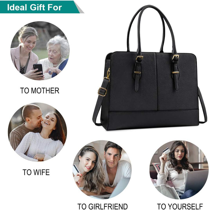 Lubardy Handtasche Damen Shopper Damen Gross Wasserdicht 15.6 Zoll Leder Laptop Tasche für Büro Arbe