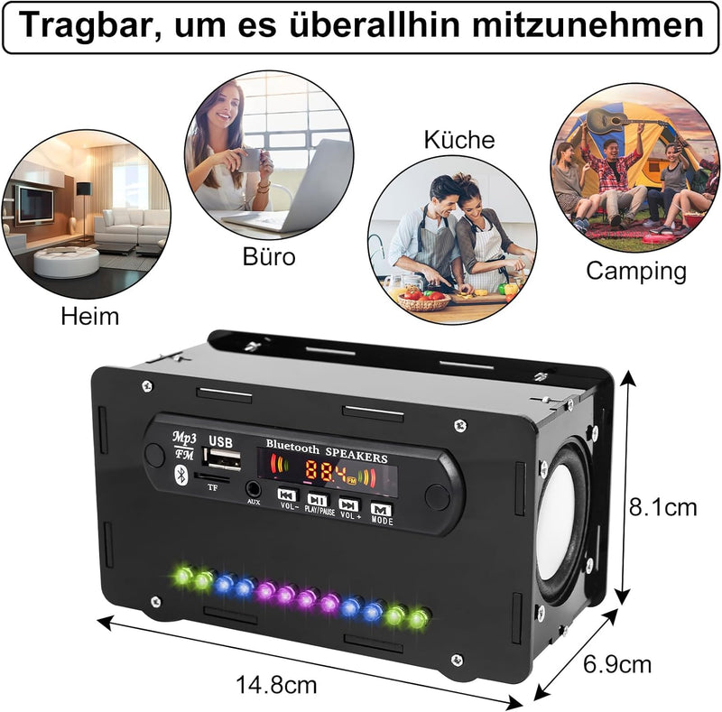 DONGKER DIY Elektronik Löten Bausatz Bluetooth Lautsprecher Kit mit FM Radio, Mini Heimstereo Sound