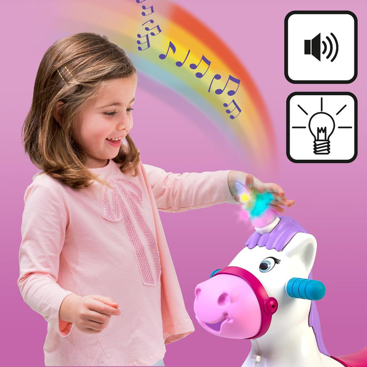 FEBER Baby Einhorn Lauflernhilfe in Einhornform, 2-in-1 Lauflernhilfe und Wippe, mit Wieh- und Tromp
