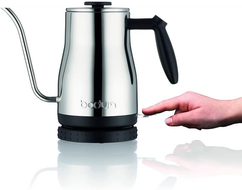 Bodum Bistro 11940-16EURO Elektrischer Wasserkocher mit langem Auslauf, 1.200 W, 1.0 l, Edelstahl
