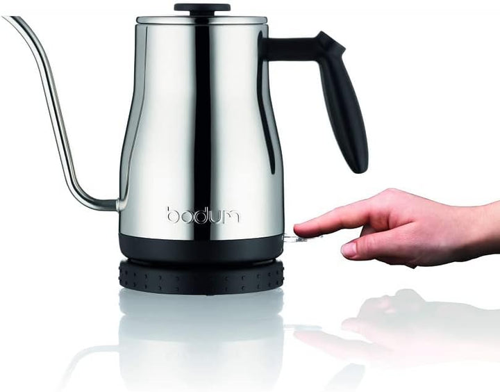 Bodum Bistro 11940-16EURO Elektrischer Wasserkocher mit langem Auslauf, 1.200 W, 1.0 l, Edelstahl
