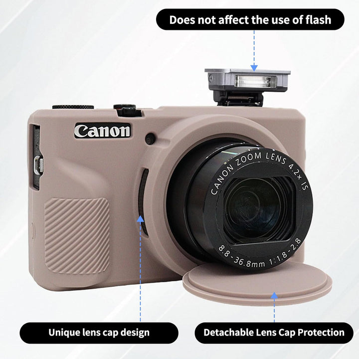 Rieibi Silikonhülle für Canon G7X Mark III Gehäuse, G7X Mark III Zubehör mit 2 Stück Displayschutz,