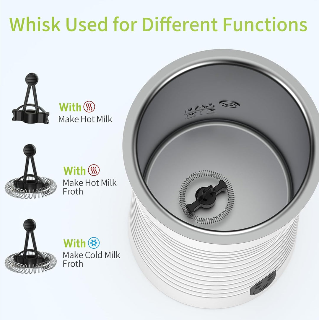Milchaufschäumer Elektrisch 4-in-1, Milchschäumer für Heisser&Kalter Milchschaum Automatische mit 4