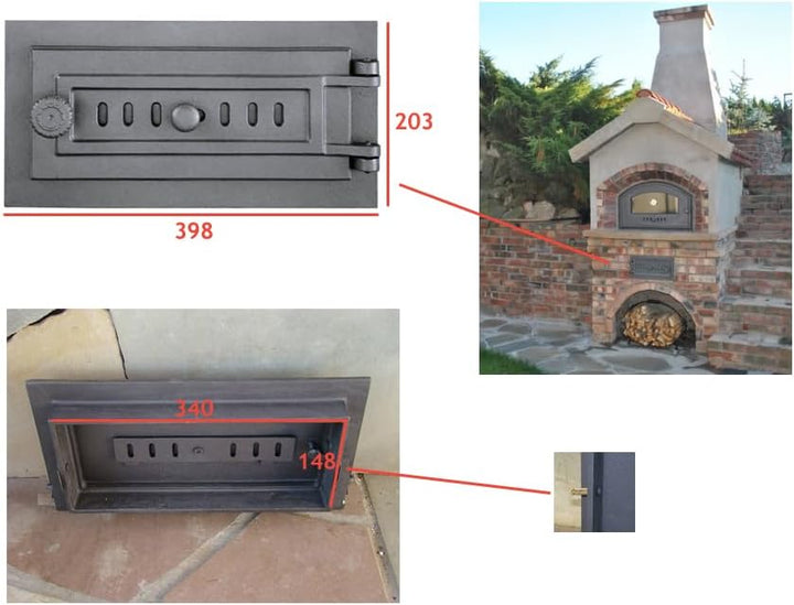 Sellon24® Massiv Revisionofentür 398x203 Backofentür Holzofentür Ofentür aus Gusseisen H1609