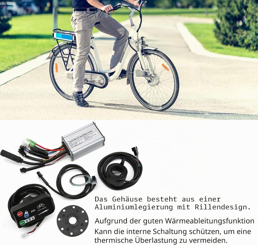 BuyWeek Elektrofahrrad Brushless Motor Controller Kit, 36V 48V 15A Rechteckwellen Controller LED880