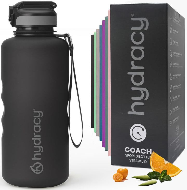 Hydracy Trinkflasche mit Strohhalm und Zeitmarkierung - 2L Wasserflasche - BPA-freie Trinkflasche -