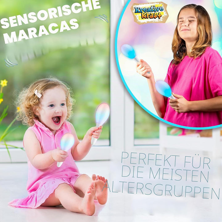KreativeKraft leuchtende Maracas, LED Sensorik Spielzeug für Kinder oder Festival & Party Zubehör