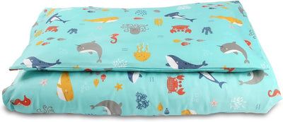 schlummersack Kinder Bettwäsche Set 100x135 Meerestiere aus 100% Baumwolle, Wendbar, mit Reissversch