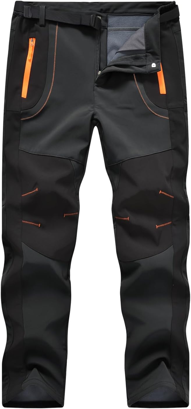 donhobo Herren Wanderhose Gefüttert Winterhose Wasserdicht Winddicht Warm Verdickte Softshellhose Ou