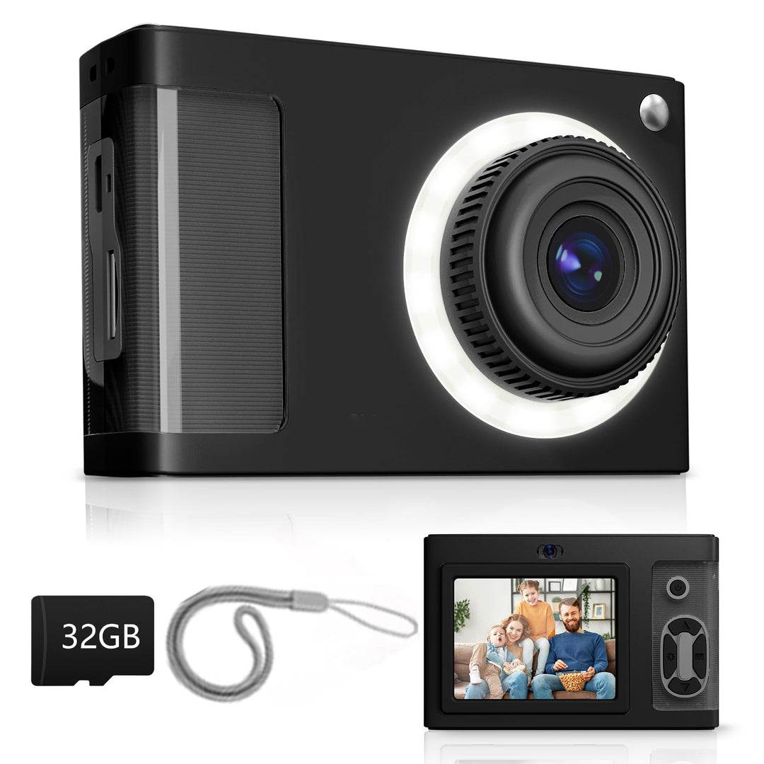 Digitalkamera, ARNSSIEN 1080P Kinderkamera, 2,4" 16LED Licht 40MP mit 8 Zoom Kamera Fotokamera, Komp