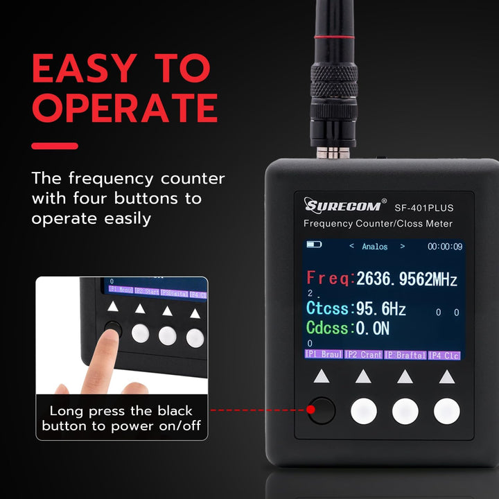 Gam3Gear Surecom SF401 Plus 27Mhz-3000Mhz tragbares Funk-Frequenzzähler-Messgerät mit CTCCSS DCS-Dec