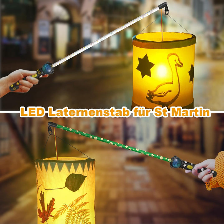 4er LED Laternenstab Elektrisch 50cm für St Martin,Sankt Martin Laterne Kinder Elektrischer Stab für