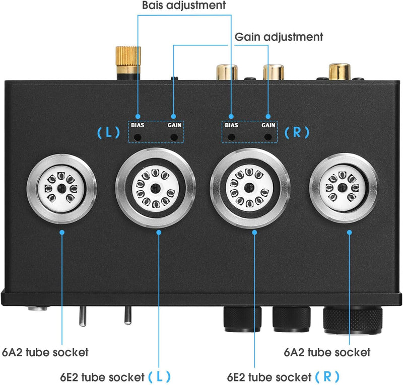 HiFi 6E2 Röhrenvorverstärker Phono Preamp for MM/MC Turntables Headphone Amp