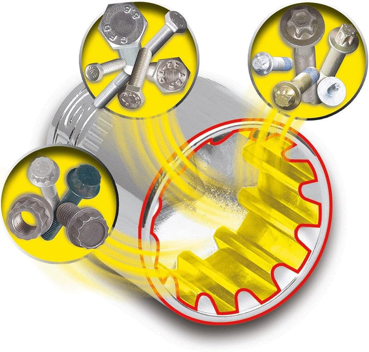 KS Tools 916.4050 3/8"+1/2" TRIPLEplus Durchgangs-Steckschlüssel-Satz, 17-tlg.