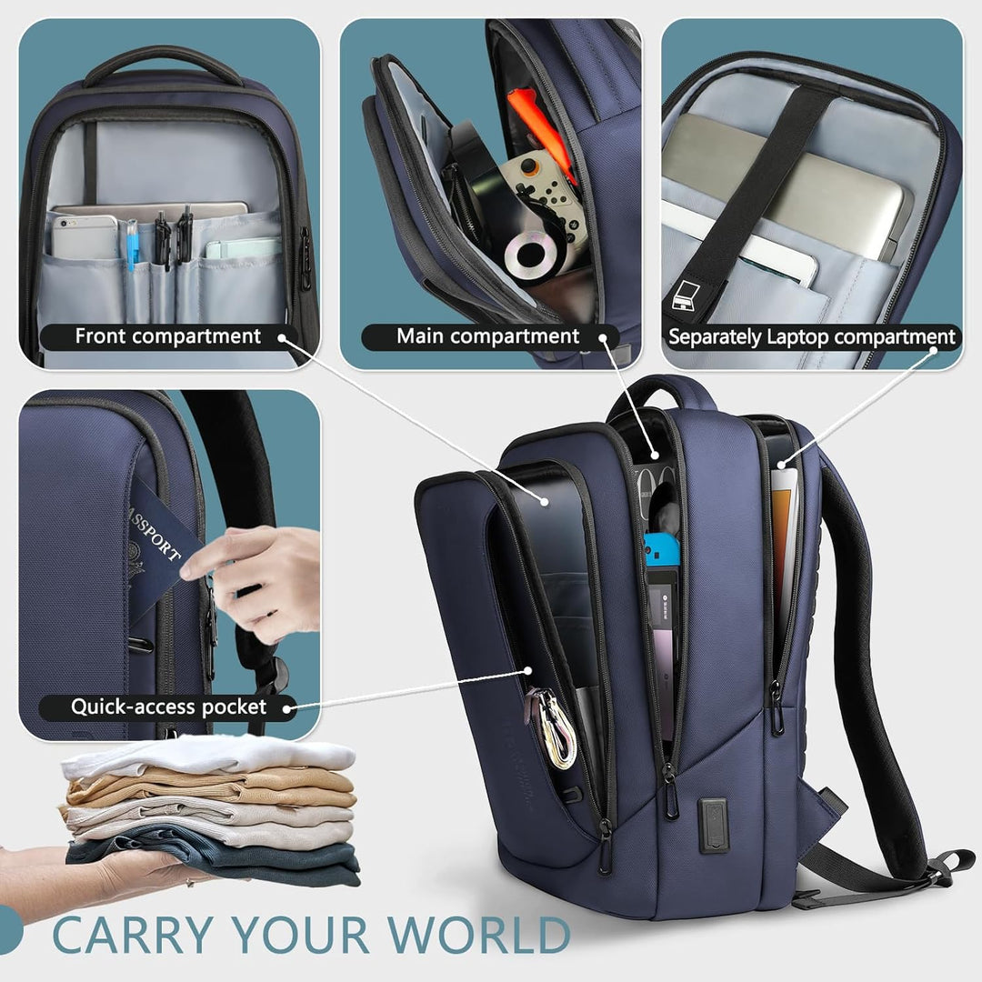 Laptop Business Rucksack Herren mit 15,6 Zoll laptopfach mit USB-Ladeanschluss Diebstahlsicher Handg
